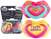 Smoczki uspokajające - CANPOL BABIES SMOCZEK SYMETRYCZNY NEON LOVE +18m - miniaturka - grafika 1