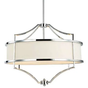 LAMPA abażurowa Stesso Cromo M Orlicki Design wisząca OPRAWA okrągła w stylu klasycznym kremowa chrom - Lampy sufitowe - miniaturka - grafika 1
