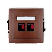 Gniazdka elektryczne - Brązowe metaliczne gniazdo głośnikowe podwójne 9DGG-2 DECO KARLIK - miniaturka - grafika 1