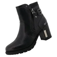 Botki damskie - Mustang Damskie sztyblety 15M0182003, czarne, rozmiar 38 EU, czarny, 38 EU - miniaturka - grafika 1