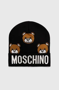 Moschino czapka wełniana kolor czarny z cienkiej dzianiny wełniana M3183 65433 - Czapki damskie - miniaturka - grafika 1