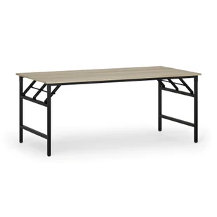 Stół konferencyjny FAST READY z czarnym stelażem, 1800 x 900 x 750 mm, dąb naturalny - Stoły i stoliki do biura - miniaturka - grafika 1