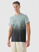 Koszulki męskie - 4F T-shirt regular z nadrukiem męski - turkusowy S - miniaturka - grafika 1