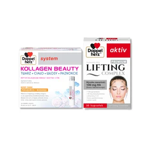 Doppelherz® system KOLLAGEN BEAUTY NOWY SMAK! Pomarańcza i marakuja + Doppelherz® aktiv LIFTING Complex PREMIUM ZESTAW - Suplementy diety - miniaturka - grafika 1