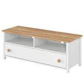 Komody dla dzieci - Komoda, szafka rtv do pokoju dziecka, Story, 120x42x46 cm, biel, dąb nash, mat - miniaturka - grafika 1