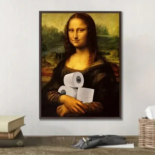 Plakat A3 w ramie dekoracja pokoju Art Mona Lisa humor zabawny plakat - Dekoracje domu - miniaturka - grafika 1