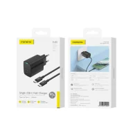 Ładowarki do telefonów - FONENG ładowarka sieciowa EU65 PD 20W 1xUSB-C + kabel USB-C - USB-C Czarny - miniaturka - grafika 1