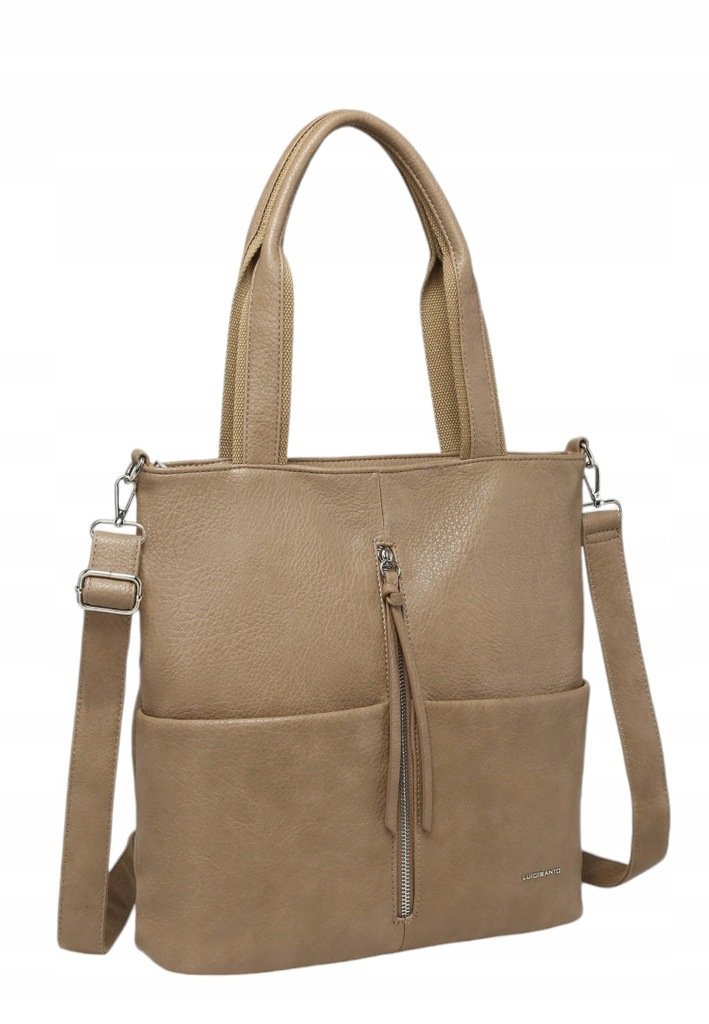 Stylowa Torebka Damska Shopper Beż Format A4 LUIGISANTO V0427-4 Beige/Taupe