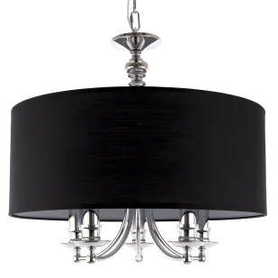 Srebrna lampa wisząca Abu Dhabi z czarnym abażurem - Lampy sufitowe - miniaturka - grafika 1