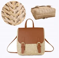 Torebki damskie - PLECAK WIKLINOWY SŁOMIANY TORBA BOHO PLECIONY DAMSKI DZIEWCZĘCY BRĄZOWY - miniaturka - grafika 1