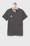 Koszulki dla dziewczynek - adidas Performance t-shirt bawełniany dziecięcy ENT22 TEE Y kolor szary z aplikacją - miniaturka - grafika 1