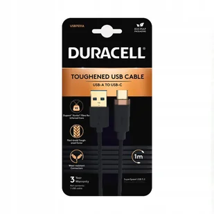 DURACELL 1M Czarny Nylonowy Kabel USB-A / USB-C - Kable USB - miniaturka - grafika 1