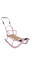 Sanki i ślizgacze - Matpol, Sanki Metalowe, Kubuś 2 Z Oparciem, Pchaczem różowy - miniaturka - grafika 1