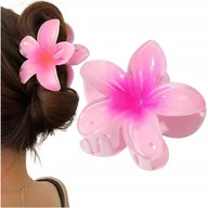 Ozdoby do włosów - Klamra klamerka spinka do włosów duża kwiat kwiatek boho hawajska różowa - miniaturka - grafika 1