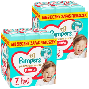 Zestaw Pampers Premium Care Pants, pieluchomajtki rozmiar 7, 15+ kg, 2 x 80 sztuk - Pieluchy - miniaturka - grafika 1