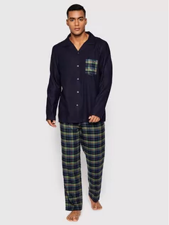 Piżamy męskie - Tommy Hilfiger Piżama Flannel UM0UM01975 Granatowy Regular Fit - grafika 1