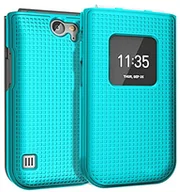 Etui i futerały do telefonów - Nakedcellphone Etui na telefon Nokia 2720 V z klapką, [turkusowy miętowy cyjan] ochronna zatrzaskowa twarda obudowa [tekstura siatki] do Verizon TA-1295, 2720V - miniaturka - grafika 1