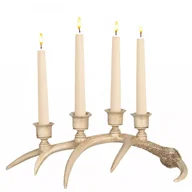 Świeczniki - ŚWIECZNIK KANDELABR BEŻOWY róg renifera jelenia ozdoba dekoracja na stół - miniaturka - grafika 1