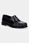 Mokasyny damskie - Calvin Klein loafersy damskie skórzane ROUND LOAFER LTH HDW - miniaturka - grafika 1