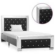 Łóżka - vidaXL Rama łóżka, czarna, sztuczna skóra, 90 x 200 cm - miniaturka - grafika 1