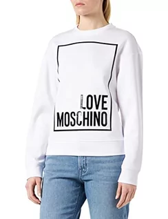Bluzy damskie - Love Moschino Damska bluza o dopasowanym kroju z długim rękawem, Optical White, rozmiar 38, optical white - grafika 1