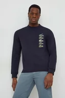 Bluzy męskie - Lacoste bluza bawełniana męska kolor granatowy z nadrukiem - miniaturka - grafika 1
