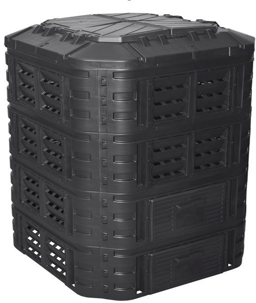 Plastikowy kompostownik ogrodowy, 1120 l, czarny