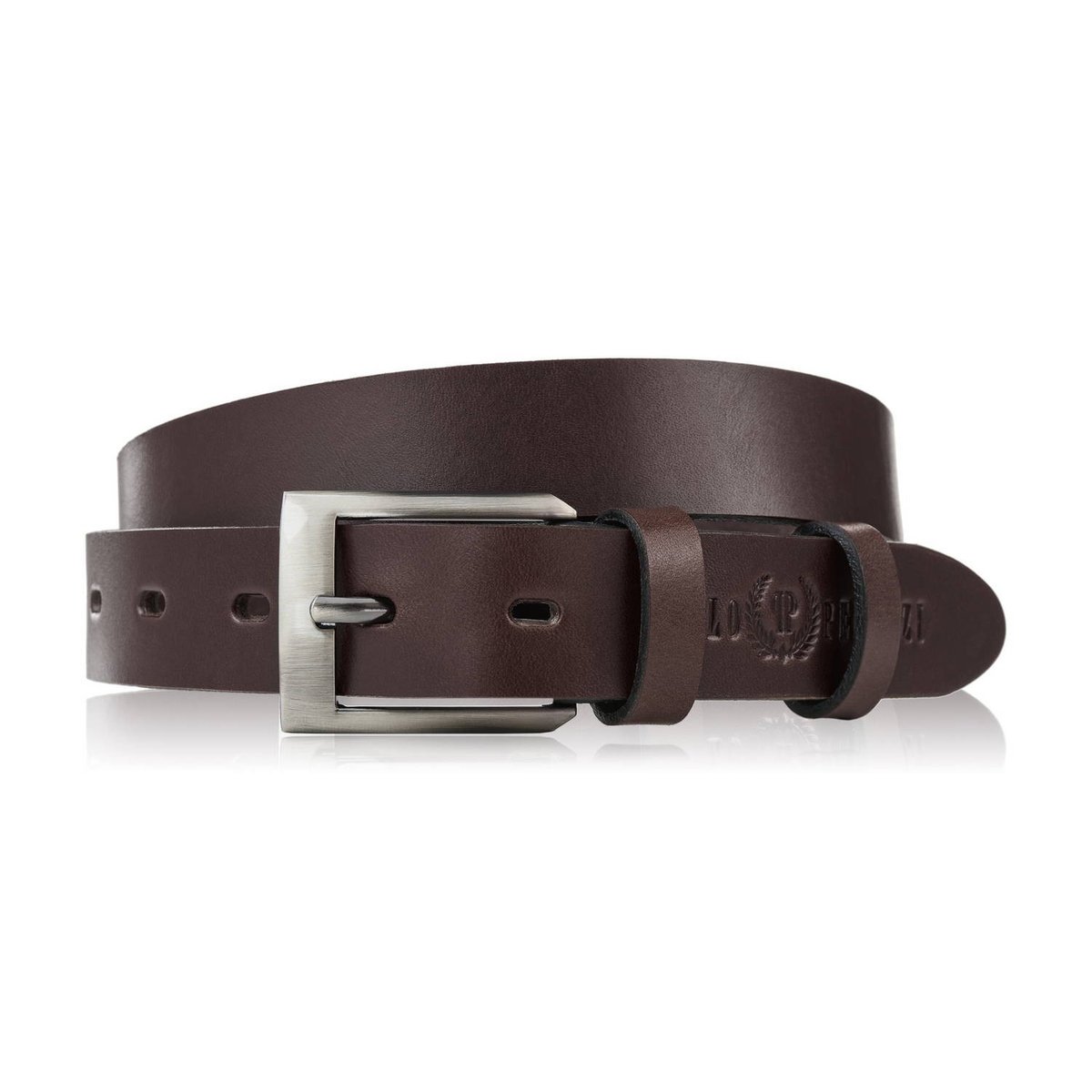 Pasek męski skórzany premium z klasyczną klamrą elegancki ciemnobrązowy 100 cm PG-09-DBR-100