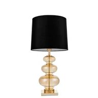 Lampy stojące - Lumina Deco BRISTON lampa nocna glamour złota szkło miodowe abażur czarny E27 - miniaturka - grafika 1