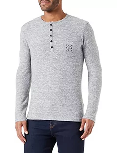 Key Largo Męska bluza Target Button, Szary mel. (1105), XXL - Bluzy męskie - miniaturka - grafika 1
