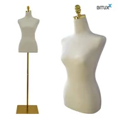 Manekiny wystawowe - Manekin Krawiecki ECRU welur do sklepu witryn Regulacja wysokości TORS Bituxx - miniaturka - grafika 1