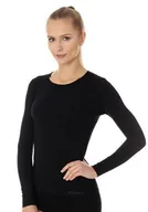 Bluzy damskie - Damska Bluza Do Biegania Brubeck Women'S Longsleeve Shirt | Czarna - Rozmiary M - miniaturka - grafika 1