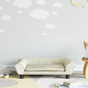vidaXL Sofa dla dzieci, kremowa, 70x45x26 cm, aksamit - Meble do sypialni - miniaturka - grafika 1