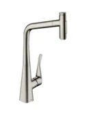 Baterie kuchenne - Hansgrohe M71 - Bateria zlewozmywakowa Metris Select z wyciąganą wylewką, stal szlachetna optyczna 73820800 - miniaturka - grafika 1