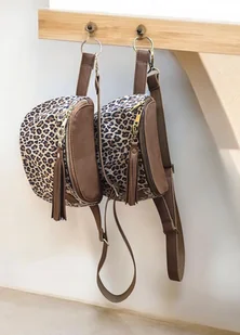 Duża nerka skórzana damska toffie i panterka U'POLKA, skóra naturalna - Nerki Duża nerka skórzana damska toffie i panterka U'POLKA, skóra naturalna - Nerki - miniaturka - grafika 1