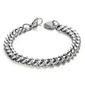 Bransolety męskie - Bransoletka męska łańcuch stal nierdzewna srebrna - miniaturka - grafika 1