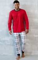 Piżamy męskie - Piżama męska  Andros z długim rękawem i długimi nogawkami, Kolor czerwony-wzór, Rozmiar S, Italian Fashion - Intymna - miniaturka - grafika 1