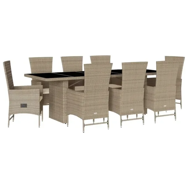 Zestaw Mebli Ogrodowych Rattan PE, Stół 240x90x75 cm, Krzesła 58x62x108