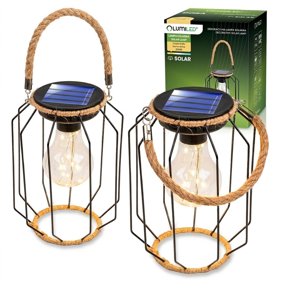 Lumiled 2x Lampa Solarna Ogrodowa LED Wisząca Latarenka DORA IP44 3000K