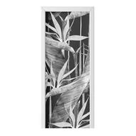 Naklejki na ścianę - Naklejka na drzwi HOMEPRINT Szary wzór liści 95x205 cm - miniaturka - grafika 1