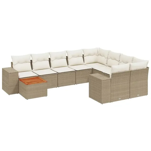 Zestaw mebli ogrodowych modułowych beżowy rattan PE, 62 x 62 x 69 cm