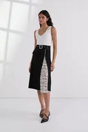 Spódnice - Karl Lagerfeld spódnica kolor czarny midi rozkloszowana A3W12017 - miniaturka - grafika 1