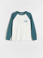 Bluzki dla chłopców - Reserved - Bawełniany longsleeve z nadrukiem - morski - miniaturka - grafika 1