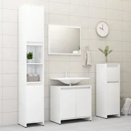 Meble łazienkowe - vidaXL vidaXL 4-cz. zestaw mebli łazienkowych, wysoki połysk, biały, płyta - miniaturka - grafika 1
