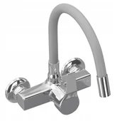 Baterie kuchenne - Flex Szara Umywalkowa Kuchenna Ścienna Bateria - miniaturka - grafika 1