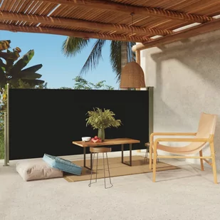 vidaXL Wysuwana markiza boczna na taras, 140 x 300 cm, czarna vidaXL - Pawilony ogrodowe - miniaturka - grafika 1