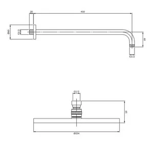 Omnires Slimline Deszczownica 25,4 cm z ramieniem ściennym miedź WGSET1CP - odbiór osobisty: Kraków, Warszawa - Deszczownice - miniaturka - grafika 1
