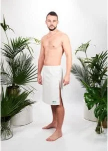 Kilt wiązany męski w 100% naturalna bawełna Yeye Biały M - Sukienki i spódnice sportowe - miniaturka - grafika 1