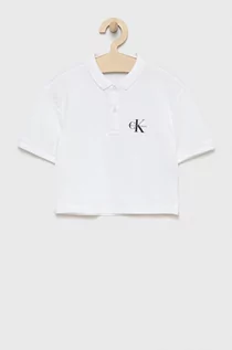 Koszulki dla dziewczynek - Calvin Klein Jeans Jeans polo dziecięce kolor biały - grafika 1