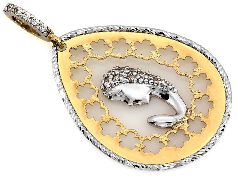 Zawieszka złota Au 585 Medalik z cyrkoniami